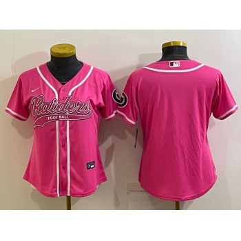 Women's Las Vegas Raiders Blank Pink With Patch Cool Base Stitched Baseball Jersey