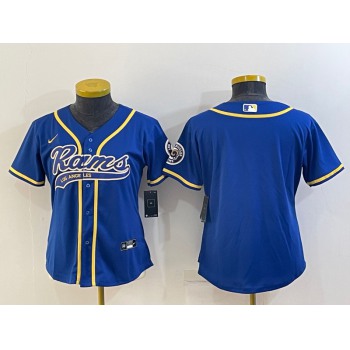 Women's Los Angeles Rams Blank Royal With Patch Cool Base Stitched Baseball Jersey
