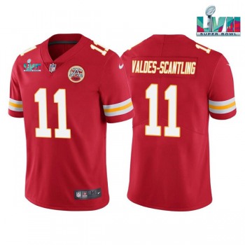 Men's Kansas City Chiefs #11 Marquez Valdes-Scantling Red Super Bowl LVII Patch Vapor Untouchable Limited Stitched Jersey