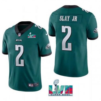 Men's Philadelphia Eagles #2 Darius Slay JR Green Super Bowl LVII Patch Vapor Untouchable Limited Stitched Jersey