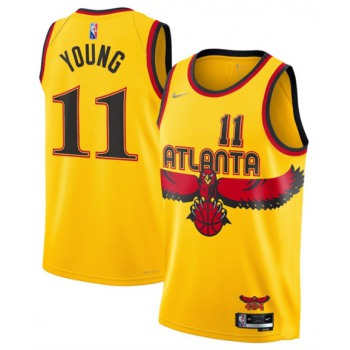 Men's Atlanta Hawks #11 Trae Young Yellow Stitched Game Jersey