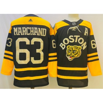 Men's Boston Bruins #63 Brad Marchand Black Classic Primegreen Stitched Jersey