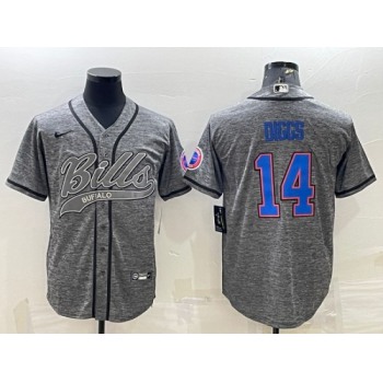 Men's Buffalo Bills #14 Stefon Diggs Gray With Patch Cool Base Stitched Baseball Jersey