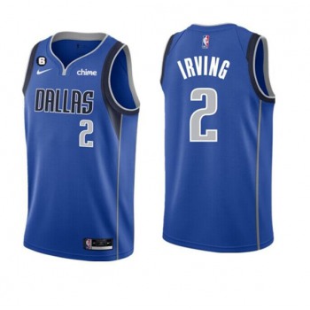 Men's Dallas Mavericks #2 Kyrie Irving Blue Icon Edition With NO.6 Patch Stitched Basketball Jersey