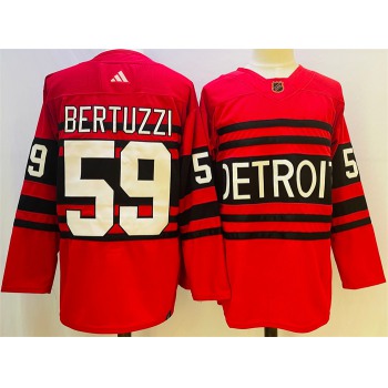 Men's Detroit Red Wings #59 Tyler Bertuzzi Red 2022-23 Reverse Retro Stitched Jersey
