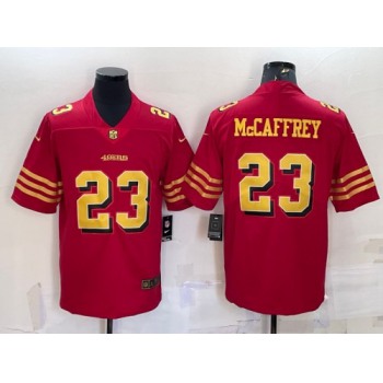 Men's San Francisco 49ers #23 Christian McCaffrey Red Gold Vapor Untouchable Limited Stitched Jersey