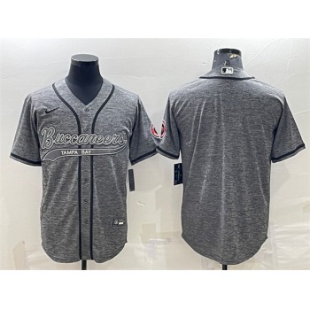 Men's Tampa Bay Buccaneers Blank Gray With Patch Cool Base Stitched Baseball Jersey
