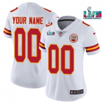 Women's Kansas City Chiefs Customized White Super Bowl LVII Limited Stitched Jersey(Run Small)