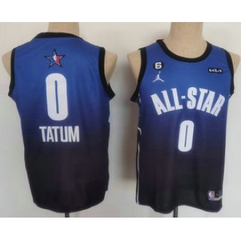 Men's Boston Celtics #0 Jayson Tatum Navy Blue 2022 All Star 6 Patch Icon Sponsor Swingman Jersey