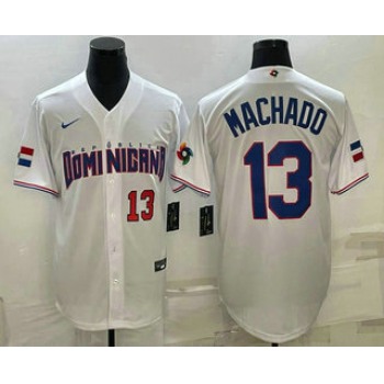 Men's Dominican Republic Baseball #13 Manny Machado Number 2023 White World Baseball Classic Stitched Jersey