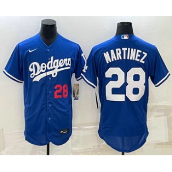 Men's Los Angeles Dodgers #28 JD Martinez Number Blue Stitched MLB Flex Base Nike Jersey