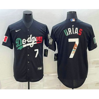 Men's Los Angeles Dodgers #7 Julio Urias Number Black Mexico 2020 World Series Cool Base Nike Jerseys