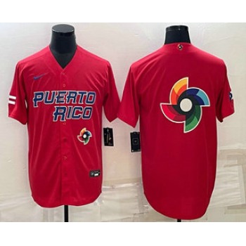 Men's Puerto Rico Baseball 2023 Red World Baseball Big Logo With Patch Classic Stitched Jersey