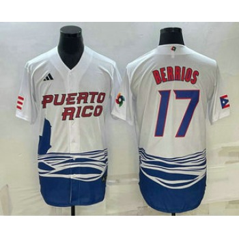 Men's Puerto Rico Baseball #17 Jose Berrios 2023 White World Baseball Classic Stitched Jerseys