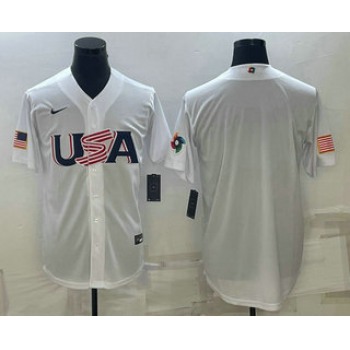 Men's USA Baseball 2023 White World Baseball Blank Classic Replica Stitched Jerseys