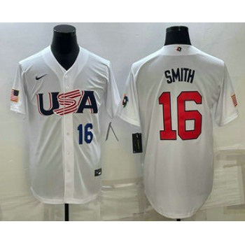 Men's USA Baseball #16 Will Smith Number 2023 White World Baseball Classic Stitched Jersey