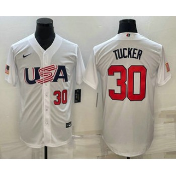 Men's USA Baseball #30 Kyle Tucker Number 2023 White World Baseball Classic Stitched Jerseys