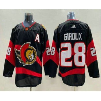 Men's Ottawa Senators #28 Claude Giroux Black 2022 Reverse Retro Authentic Jersey